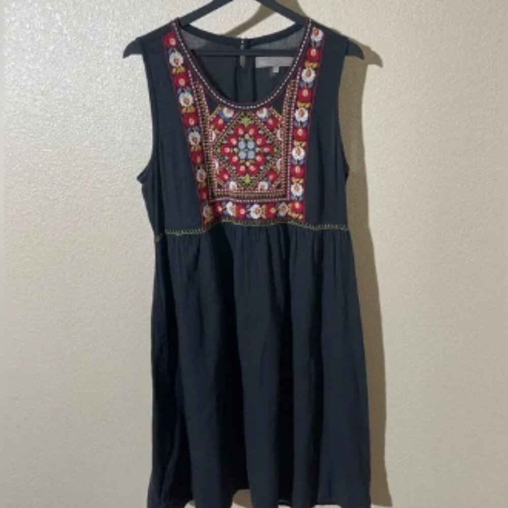 Double D Ranch Black Dress with Colorful Embroidery